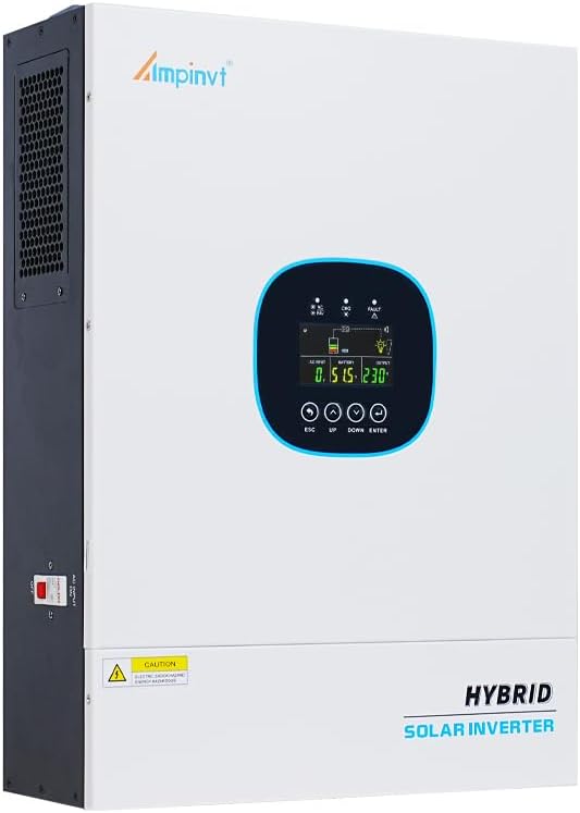 Ampinvt 5000W Off Grid Hybrid Solar Inverter 48Vdc to 110/120Vac, inbuilt 100A MPPT Solar Charger, Max PV Input 5500W 500Vdc, Support up to 6 in Parallel, Lead Acid Lithium Battery, Home use