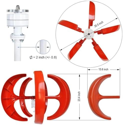 5000W Wind Turbine Generator Kit - 12V/24V/48V Vertical 5-Blade DC Generator for Home, Chalet, Hybrid Solar & Wind Energy Solutions - Efficient Power Generation