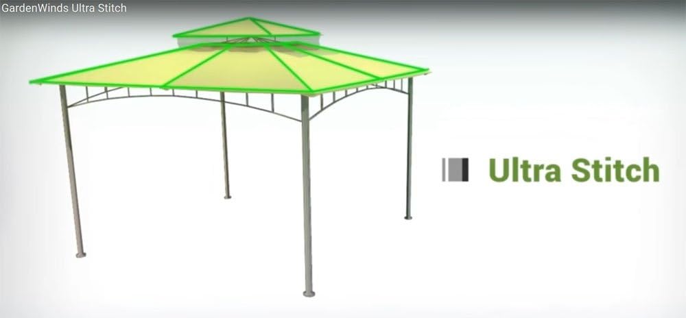 Garden Winds Replacement Canopy for 10x12 Roof Style House Gazebo - Riplock 350 - Beige