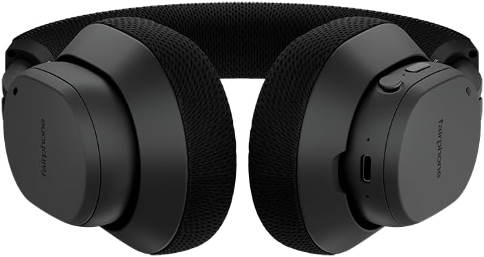 Fairphone Fairbuds XL Horizon Black Over-Ear Wireless Headphones with Active Noise Cancelling, aptX-HD 24-bit Audio, 30 H Battery, IP54 Weatherproof, Replaceable Parts