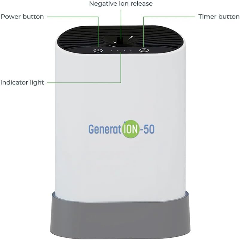 HealthyLine Generation 50 Negative Ion Generator - Small Personal Air Ionizer with Highest (50 million negative ions/cc) Output - Ozone Free, Filterless Mobile Travel - Rechargeable