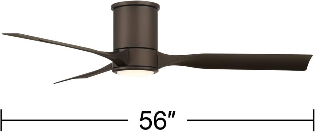 Casa Vieja 56' Keel Modern Indoor Cottage Core Outdoor Ceiling Fan 3 Blade LED Light Remote Control Emperial Bronze Finish Blades Bedroom Patio Living Room Hugger Damp Rated Flush Mount Garage