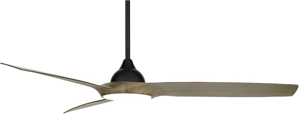 Casa Vieja 56' Olympia Modern 3 Blade Outdoor Ceiling Fan with LED Light Remote Control Matte Black Light Wood Damp Rated for Patio Exterior House Home Porch Gazebo Garage Barn