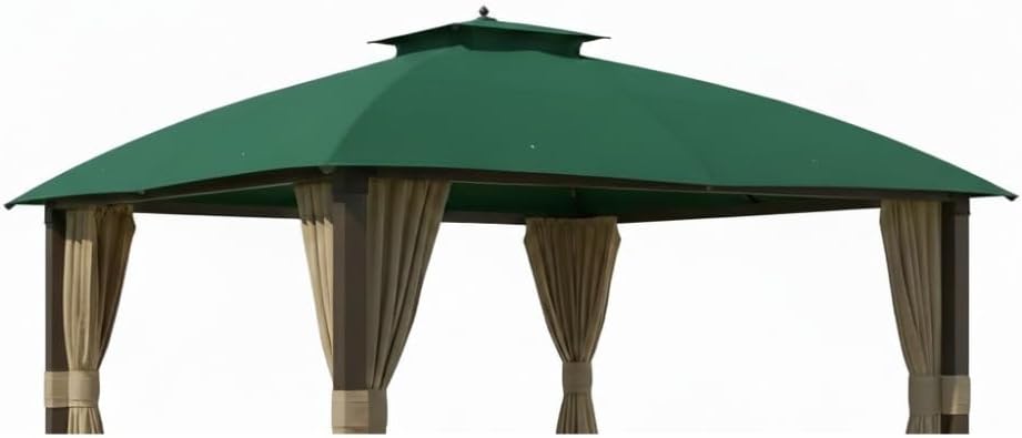 Garden Winds Reinforced RipLock 350 Replacement Canopy Top Cover Compatible with Broyhill Eagle Brooke Ashford 10' x 12' Gazebo Models A101007600, A101007603, A101007604 – Green