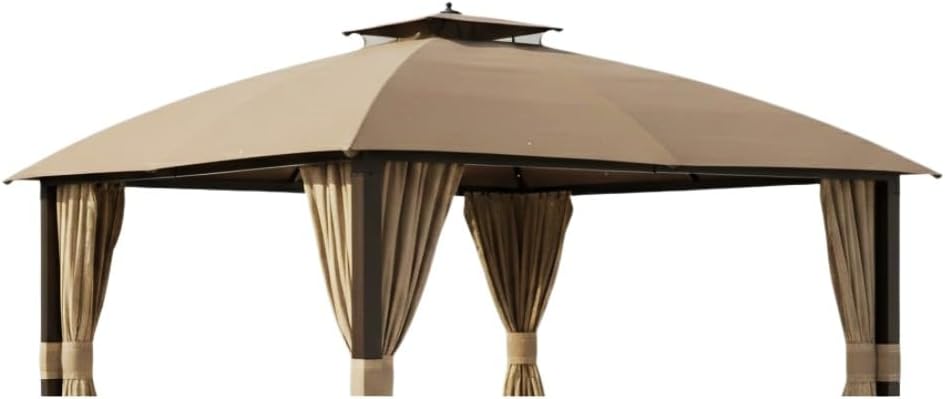 Garden Winds Reinforced Replacement Canopy Top Cover Compatible with The A101007600, A101007603, A101007604 Broyhill Eagle Brooke Ashford Asheville 10' x 12' Gazebo - Classic Brown, RipLock 350