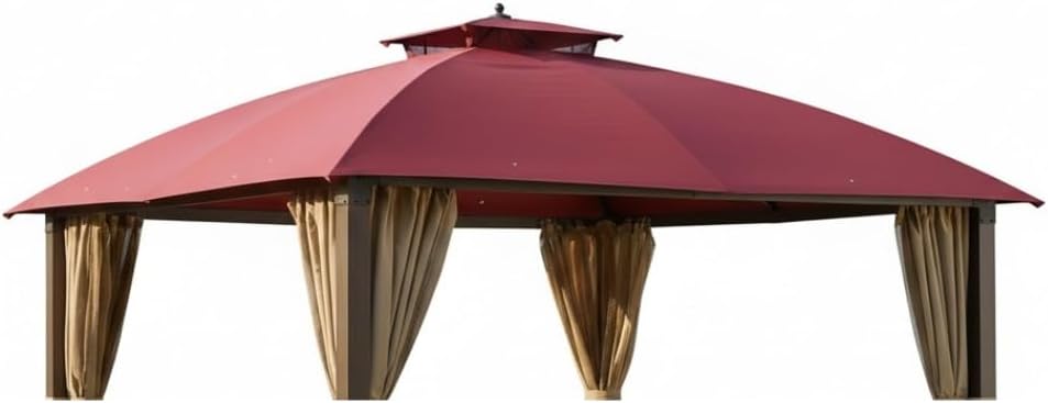 Garden Winds Reinforced RipLock 350 Replacement Canopy Top Cover Compatible with Broyhill Eagle Brooke Ashford 10' x 12' Gazebo Models A101007600, A101007603, A101007604 – Cinnabar
