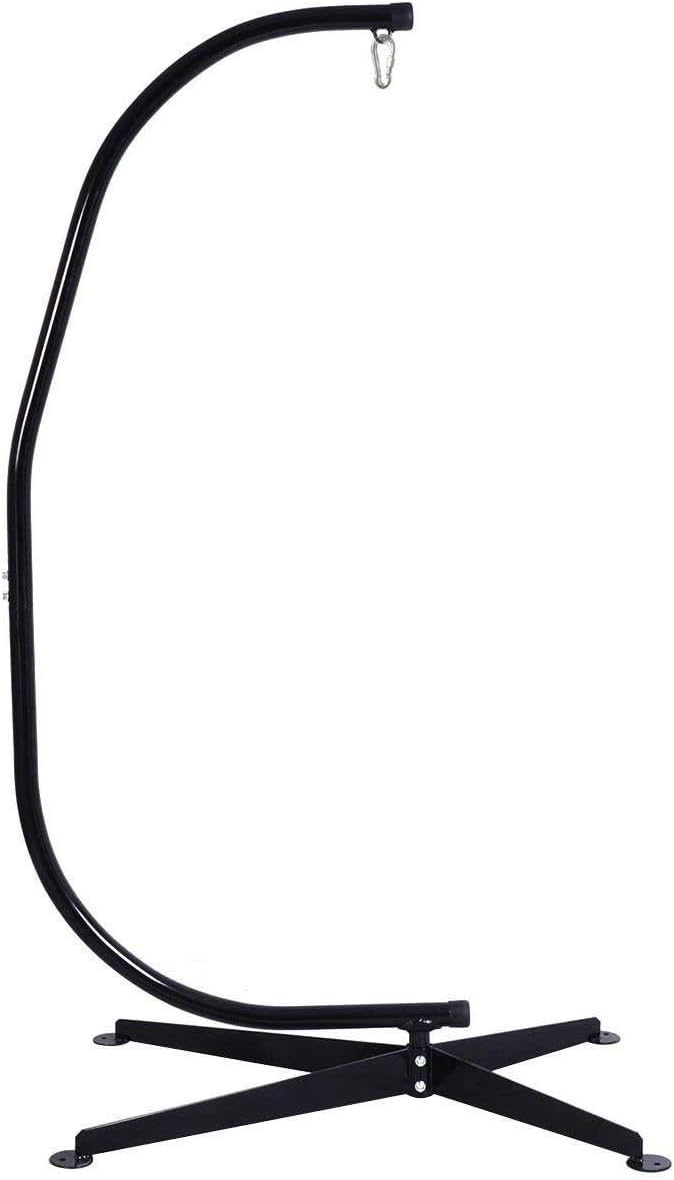 ReunionG Steel Hammock Stand, C-Stand for Hanging Chair, Metal Hanging Chair Stand, Heavy Duty Egg Chair Stand, Porch Swing w/Weather-Resistant Finish, 360-Degree Rotation