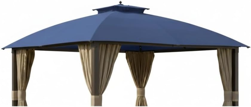 Garden Winds Reinforced RipLock 350 Replacement Canopy Top Cover Compatible with Broyhill Eagle Brooke Ashford 10' x 12' Gazebo Models A101007600, A101007603, A101007604 – True Navy