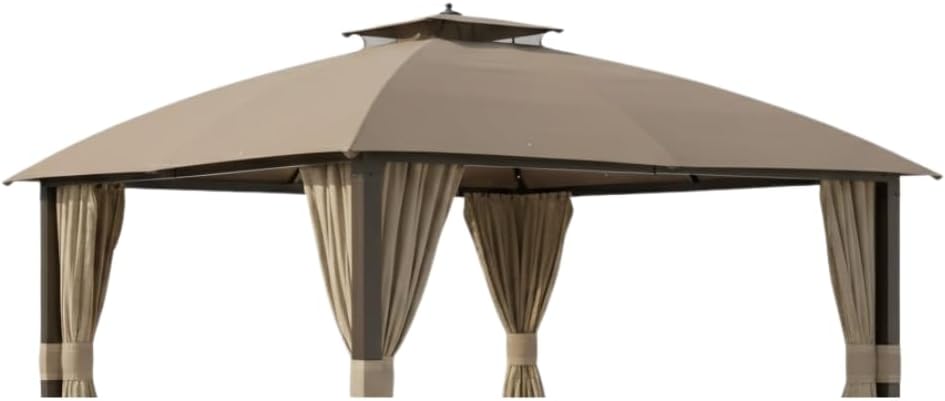 Garden Winds Reinforced RipLock 350 Replacement Canopy Top Cover Compatible with Broyhill Eagle Brooke Ashford 10' x 12' Gazebo Models A101007600, A101007603, A101007604 – Nutmeg