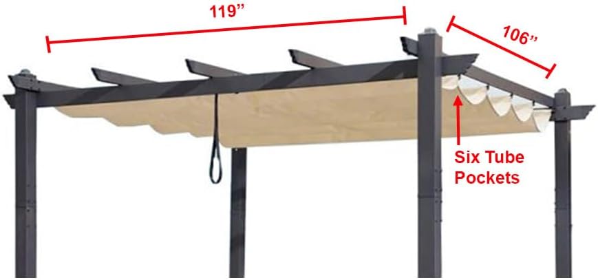 Garden Winds Replacement Canopy Top Cover Compatible with The Purple Leaf ZYMPG1012 Pergola 10x12 and Universal to Most 10' x 12' Retractable Pergolas - Riplock 350