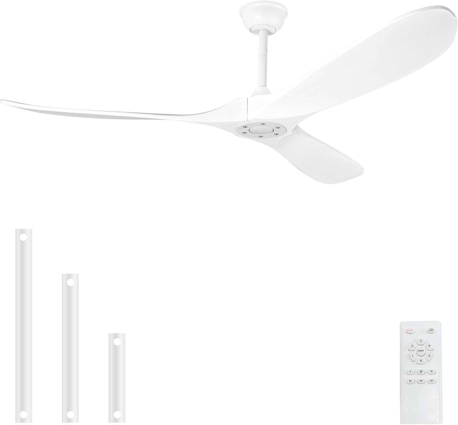 72 Inch Solid Wood Ceiling Fan without Light,3 Real Wood Blades,DC Motor Quiet and Reversible,Outdoor Ceiling Fan for Garage,Patio,Farmhous (white)