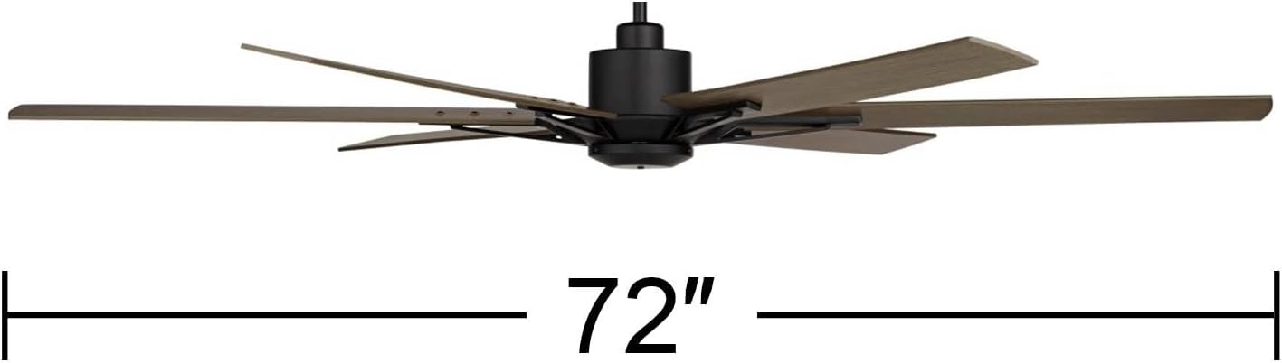 Casa Vieja 72' Expedition Industrial Rustic Indoor Outdoor Ceiling Fan with LED Light Remote Control Matte Black Weathered Oak Damp Rated for Patio Exterior House Porch Gazebo Garage Barn