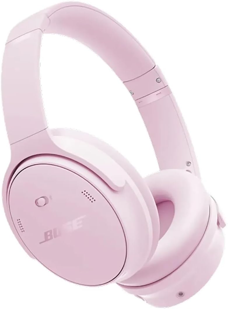 Bose QuietComfort Headphones - Wireless Bluetooth Headphones, Active Over Ear Noise Cancelling and Mic, Deep Bass Bundle + Desktop Headphone Stand + Green Extreme Dual Wall Charger (Petal Pink)