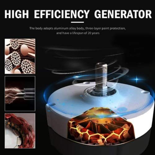 12000W Low Noise Vertical Wind Turbine Generator for Home Use - 12V/24V/48V/220V with Controller, Ideal for Courtyard & Garden Lighting (White)
