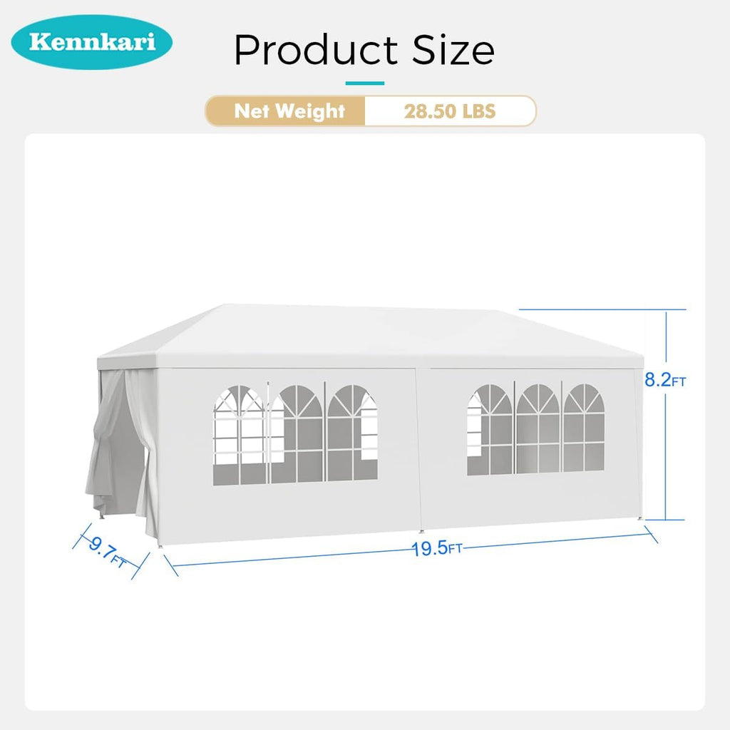 10X20' Outdoor Party Tent with Waterproof for Wedding, Party Tent with Removable Sidewalls, Pop Up Gazebo with Event (White)