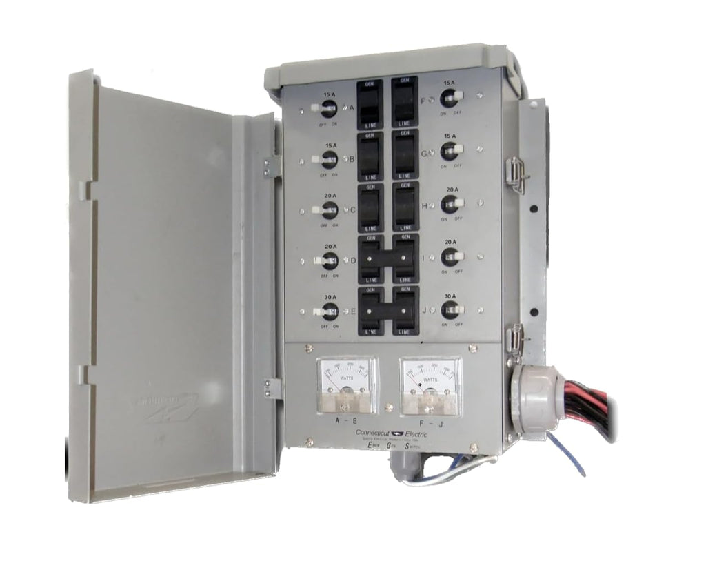 Connecticut Electric EmerGen Transfer Switch - 50 Amp, 10-Circuit, 12500 Watts, for Generator (Transfer Switch Only)