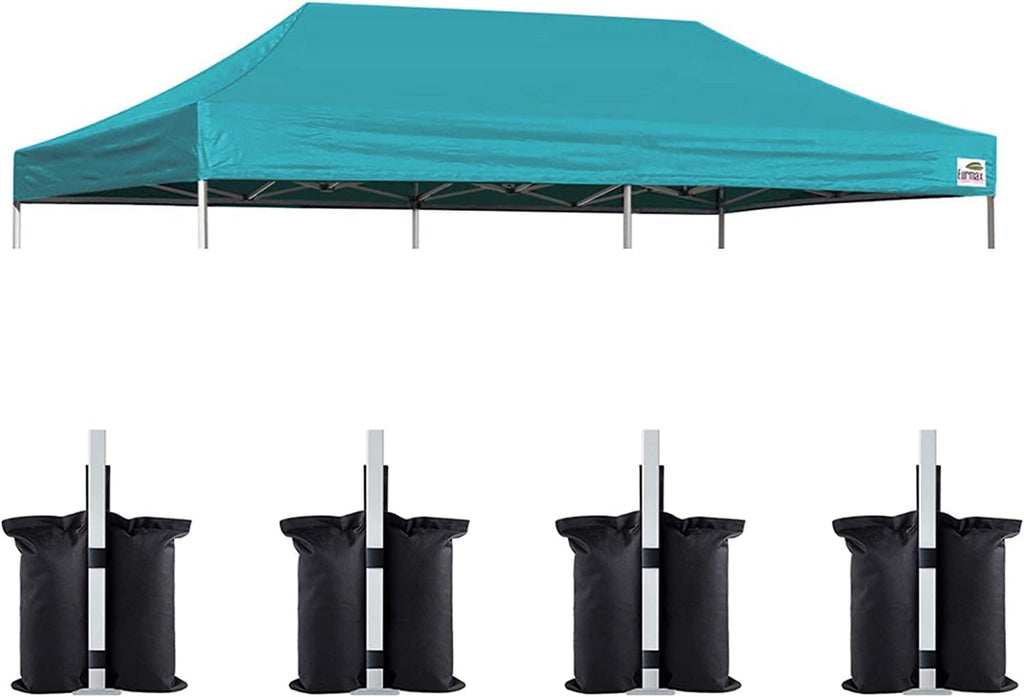 Eurmax USA 10x20 Pop Up Canopy Replacement Top,Universal Instant Canopy Cover ONLY,Heavy Duty UPF 50+ UV Protection,Water & Wind Resistant Tarp,30+ Colors Available,Bonus 4 Sand Bags (Turquoise)