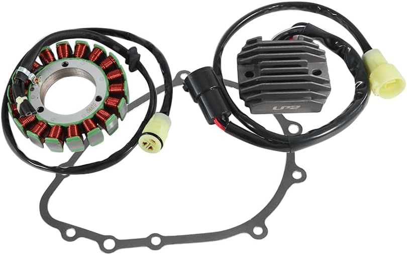 Stator Coil Rectifier Gasket Set for Kawasaki ZX600 ZZR600 2005-2008, for Kawasaki ZX636 Ninja ZX-6R Stator Assy OEM:21003-1358, Generator Cover OEM:11060-1851 11060-1673, Regulator OEM:21066-1125