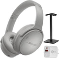 Bose QuietComfort Headphones - Wireless Bluetooth Headphones, Active Over Ear Noise Cancelling and Mic, Deep Bass Bundle + Desktop Headphone Stand + Green Extreme Dual Wall Charger (Moonlight Grey)
