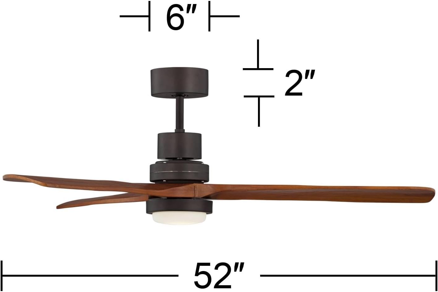 Casa Vieja 52' Delta-Wing DC Modern 3 Blade Indoor Outdoor Ceiling Fan with LED Light Remote Control Solid Wood Oil Rubbed Bronze Damp Rated Patio Exterior House Porch Gazebo Garage - 36' Downrod