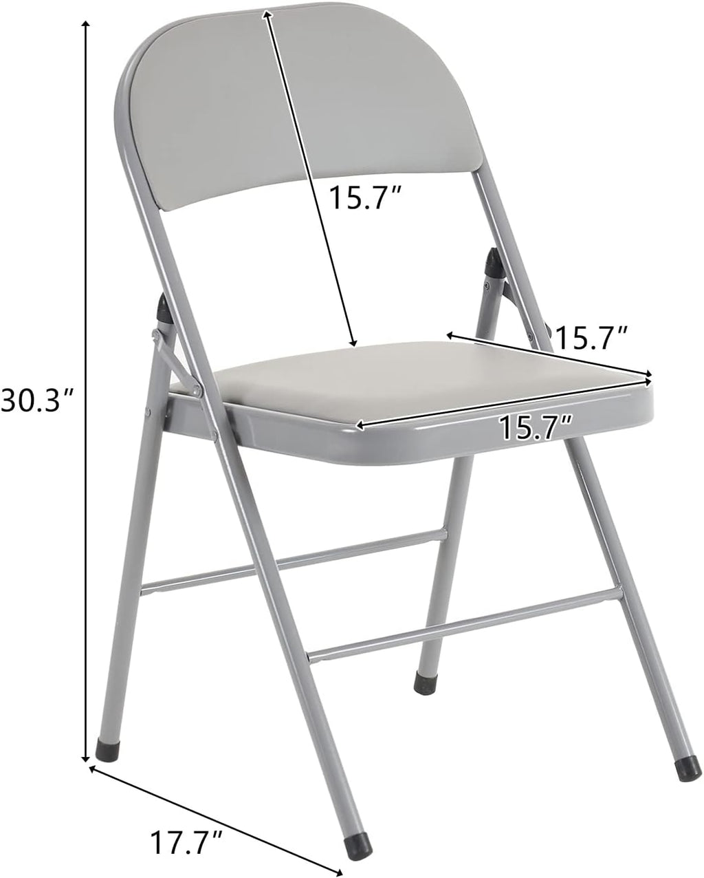 Karl home 8 Pack Grey Folding Chairs with Padded Seats for Outdoor & Indoor, Portable Stackable Commercial Seat with Steel Frame for Events Office Wedding Party, 330lbs Capacity