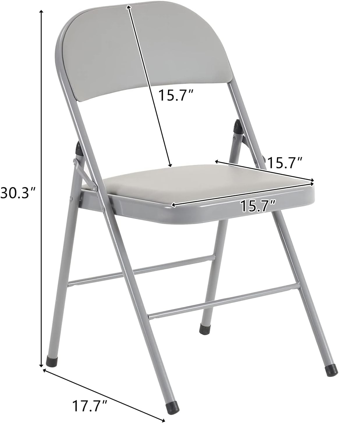 Karl home 8 Pack Grey Folding Chairs with Padded Seats for Outdoor & Indoor, Portable Stackable Commercial Seat with Steel Frame for Events Office Wedding Party, 330lbs Capacity