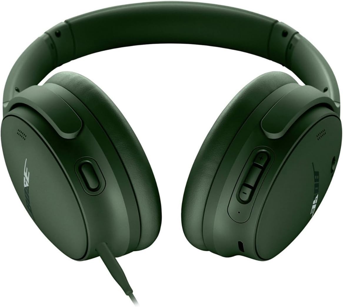 Bose QuietComfort Headphones - Wireless Bluetooth Headphones, Active Over Ear Noise Cancelling and Mic, Deep Bass Bundle + Desktop Headphone Stand + Green Extreme Dual Wall Charger (Cypress Green)
