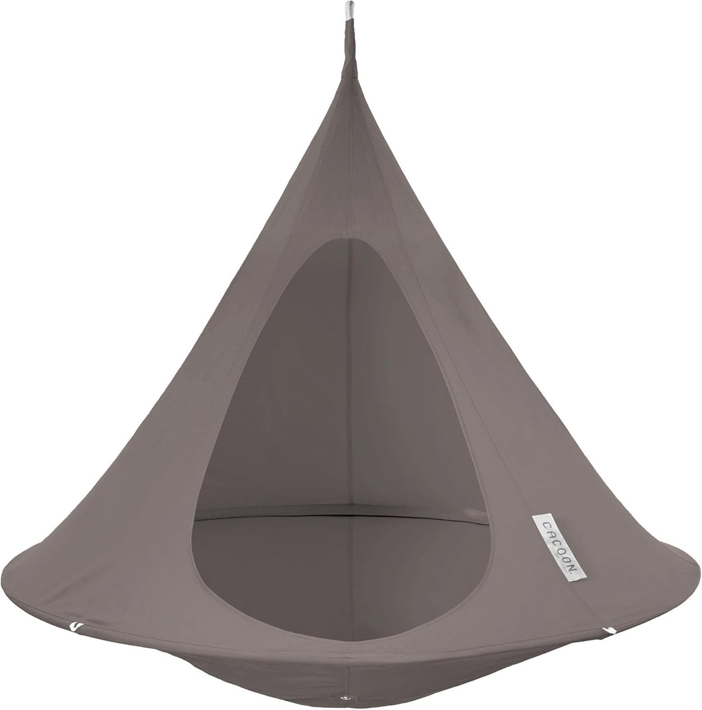 Single Cacoon Hanging Chair – Cozy Indoor/Outdoor Hammock with Polyester Canvas, 440 lb Capacity, Includes 18ft Rope & Carabiner (Taupe)