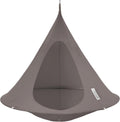 Single Cacoon Hanging Chair – Cozy Indoor/Outdoor Hammock with Polyester Canvas, 440 lb Capacity, Includes 18ft Rope & Carabiner (Taupe)
