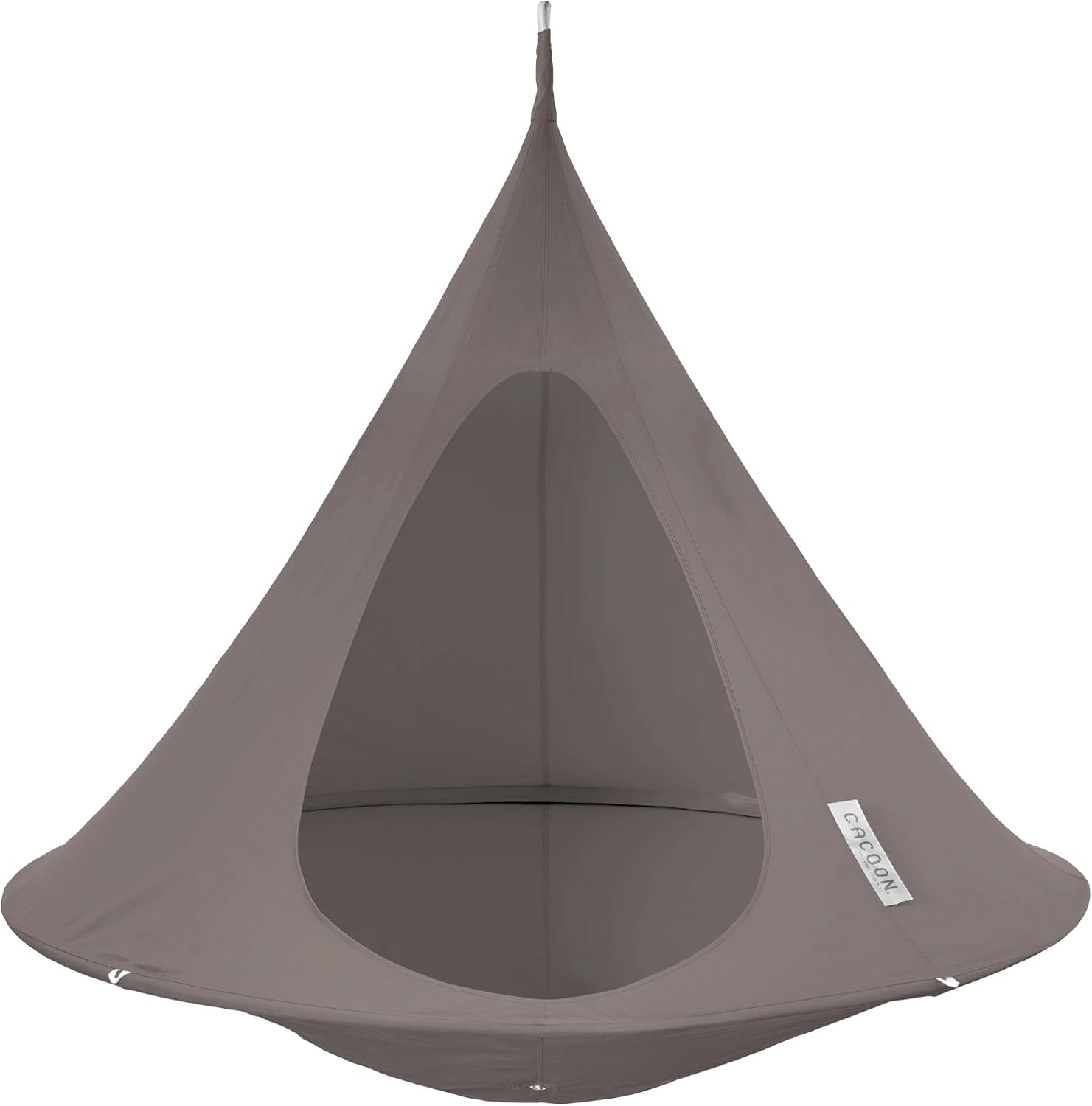 Single Cacoon Hanging Chair – Cozy Indoor/Outdoor Hammock with Polyester Canvas, 440 lb Capacity, Includes 18ft Rope & Carabiner (Taupe)