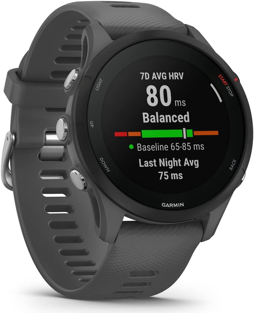 Garmin Forerunner 255 GPS Smartwatch Slate Gray Bundle with 2 YR CPS Enhanced Protection Pack (010-02641-00) (Renewed)