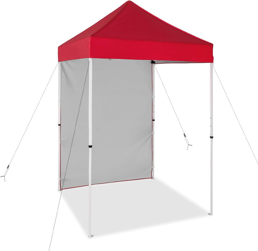 EAGLE PEAK Pop up Canopy 5x5, Outdoor Portable Canopy Tent with One Removable Sunwall, Carry Bag Included, Red
