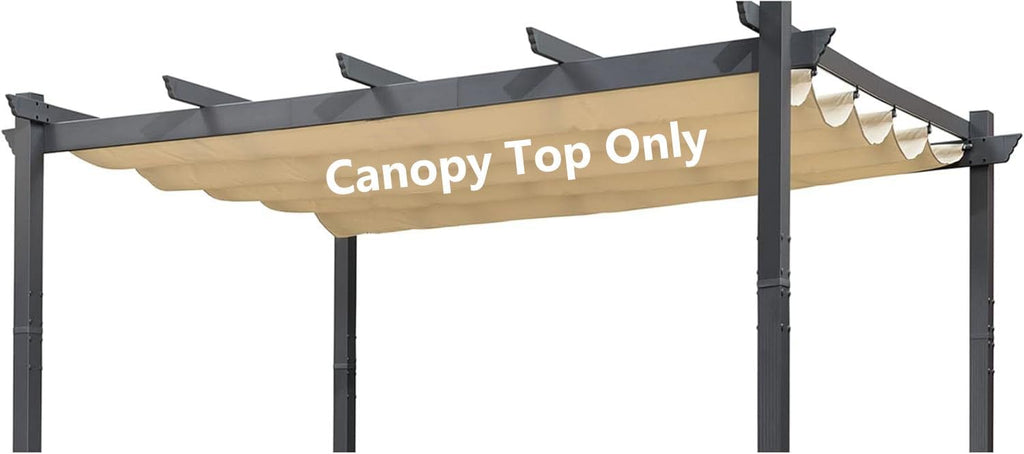 Pergola Shade Cover Replacement Canopy Top Compatible with 10 X 12 ft 6-Bar Pergola Frames - Beige (Canopy Size 116' W x 120' L, Canopy Top Only)