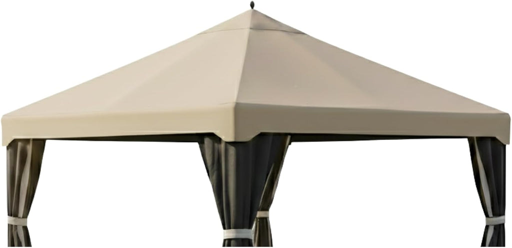 Garden Winds Reinforced RipLock 350 Replacement Canopy Top Cover Compatible with Garden Treasures 10' x 12' Gazebo Models S-1210GZ, S-1210GZN - Beige