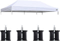 Eurmax USA 10x20 Pop Up Canopy Replacement Top,Universal Instant Canopy Cover ONLY,Heavy Duty UPF 50+ UV Protection,Water & Wind Resistant Tarp,30+ Colors Available,Bonus 4 Sand Bags (White)