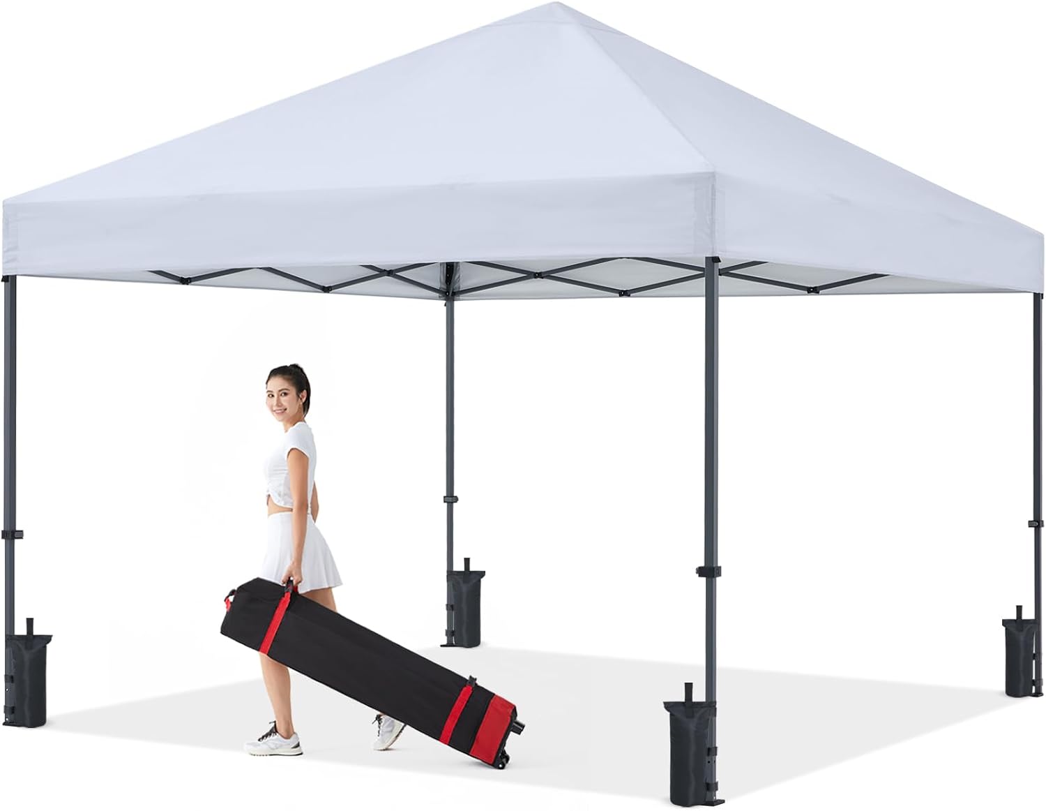 COOSHADE Durable Easy Pop Up Canopy Tent 12x12Ft (Silver White)