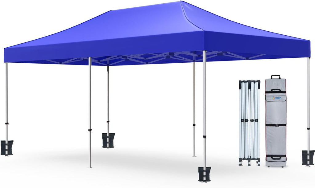 AMERICAN PHOENIX 10x20 Pop Up Canopy Tent Heavy Duty Commercial Shelter for Party, Outdoor Events and Patio Portable Instant Market Gazebo with Roller Bag, Camping Tarp, 4 Ropes and 4 Stakes (Blue)