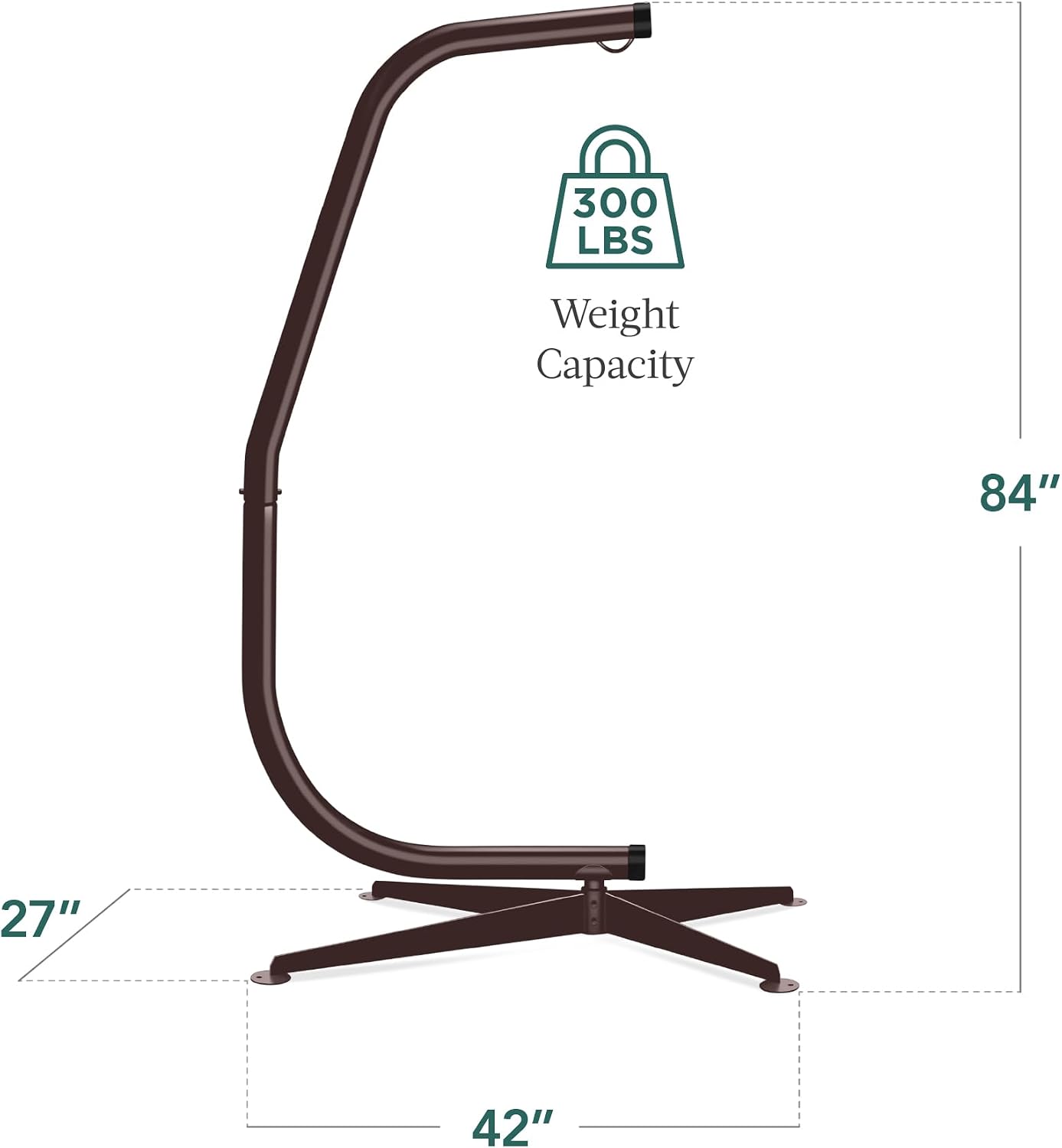 Best Choice Products Metal Hanging Hammock C-Stand for Chair/Weather-Resistant Finish, Offset Base - Stand Only - Brown