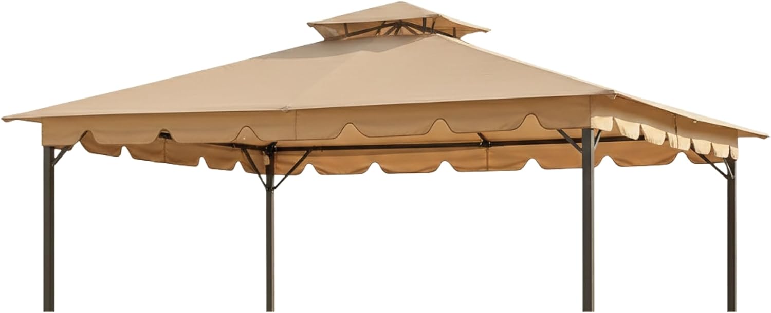 Garden Winds Reinforced RipLock 350 Replacement Canopy Top Cover Compatible with Hampton II 10' x 12' Gazebo Model L-GZ215PST-5B – Beige