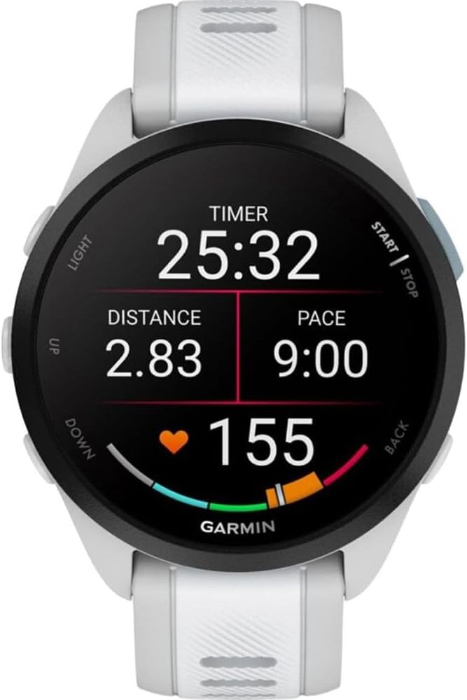 Garmin 010-02863-21 Forerunner 165 Smart Sport Watch, Mist Gray + Whitestone Bundle with Silicone Dust Cover 3 Pack, 2X 1.2 Inch Screen Protector and 2 YR CPS Enhanced Protection Pack