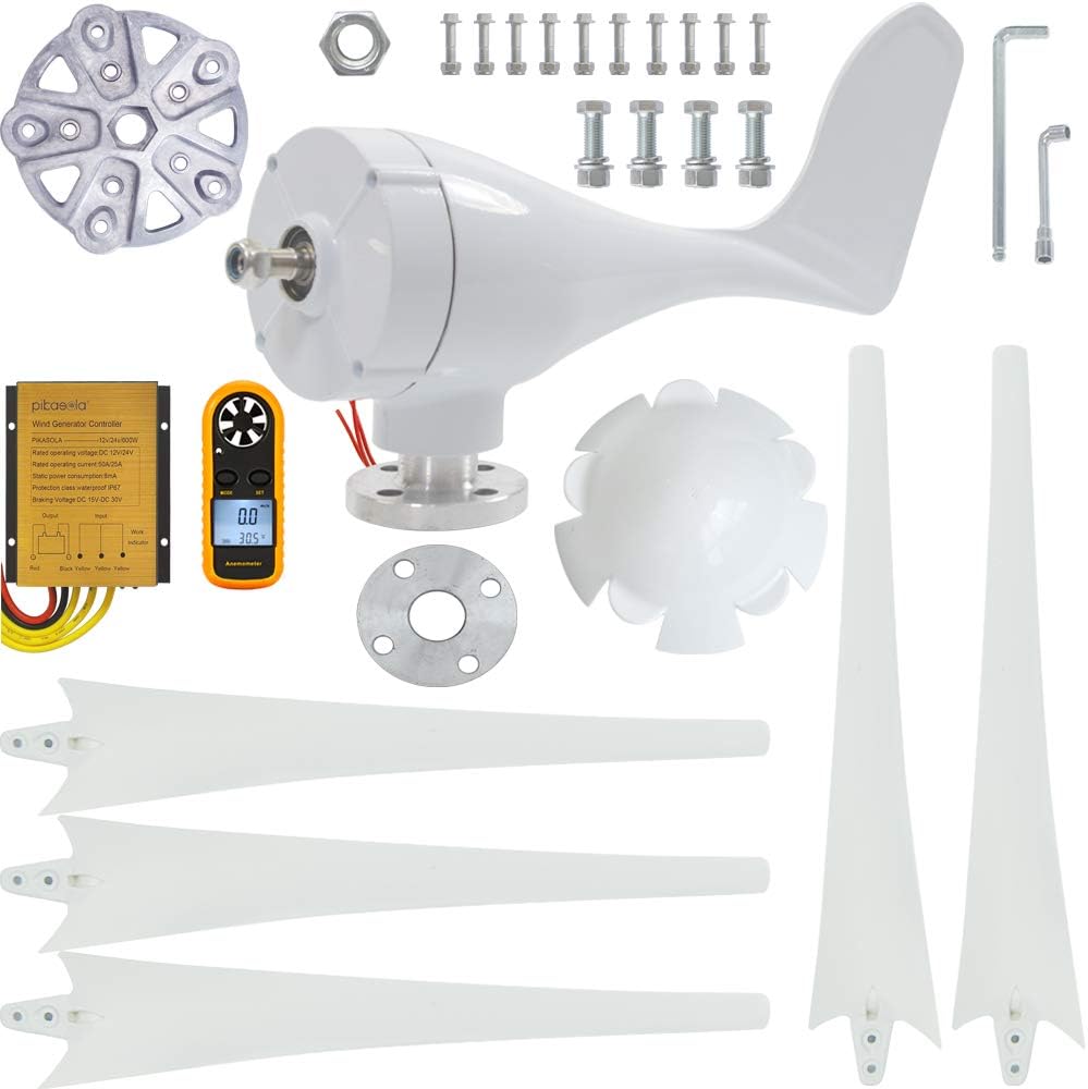Wind Turbine Generator Kit 400W 24V with 5 Blade, Wind Generator Kit with Charge Controller, Wind Power generator for Marine, RV, Home, Windmill Generator Suit for Hybrid Solar Wind System