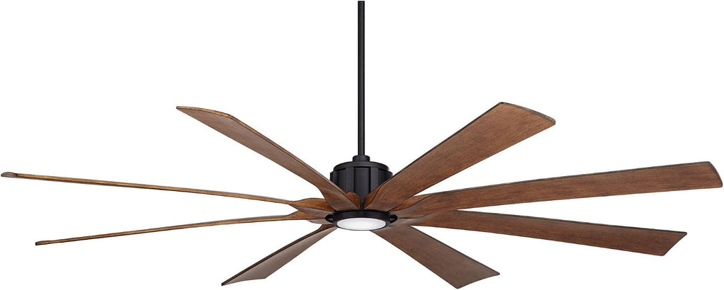 Possini Euro Design 80' Defender Modern Industrial Outdoor Ceiling Fan with Dimmable LED Light Remote Control Matte Black Damp Rated for Patio Exterior House Home Porch Gazebo Garage Barn