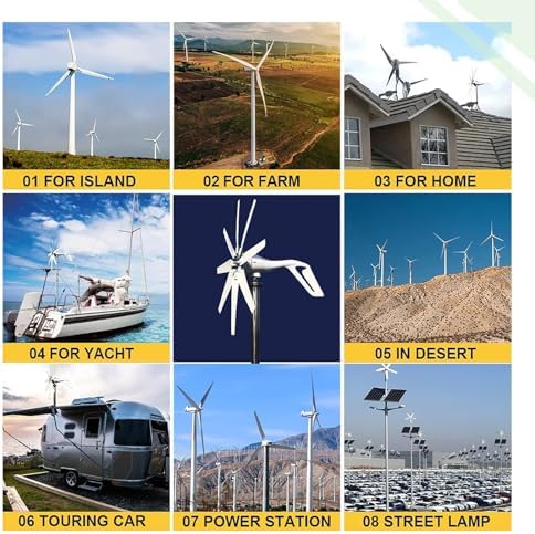 Efficient 650W Wind Turbine Generator for Home - 12V/24V/48V, 3 Blades, Low Start Wind Speed (2.0m/s), Includes Charge Controller - Renewable Energy Solution