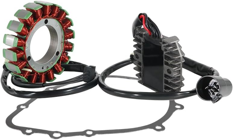 Stator Coil Rectifier Gasket Set for Kawasaki ZX600 ZZR600 2005-2008, for Kawasaki ZX636 Ninja ZX-6R Stator Assy OEM:21003-1358, Generator Cover OEM:11060-1851 11060-1673, Regulator OEM:21066-1125