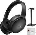 Bose QuietComfort Headphones - Wireless Bluetooth Headphones, Active Over Ear Noise Cancelling and Mic, Deep Bass Bundle + Desktop Headphone Stand + Green Extreme Dual Wall Charger (Black)
