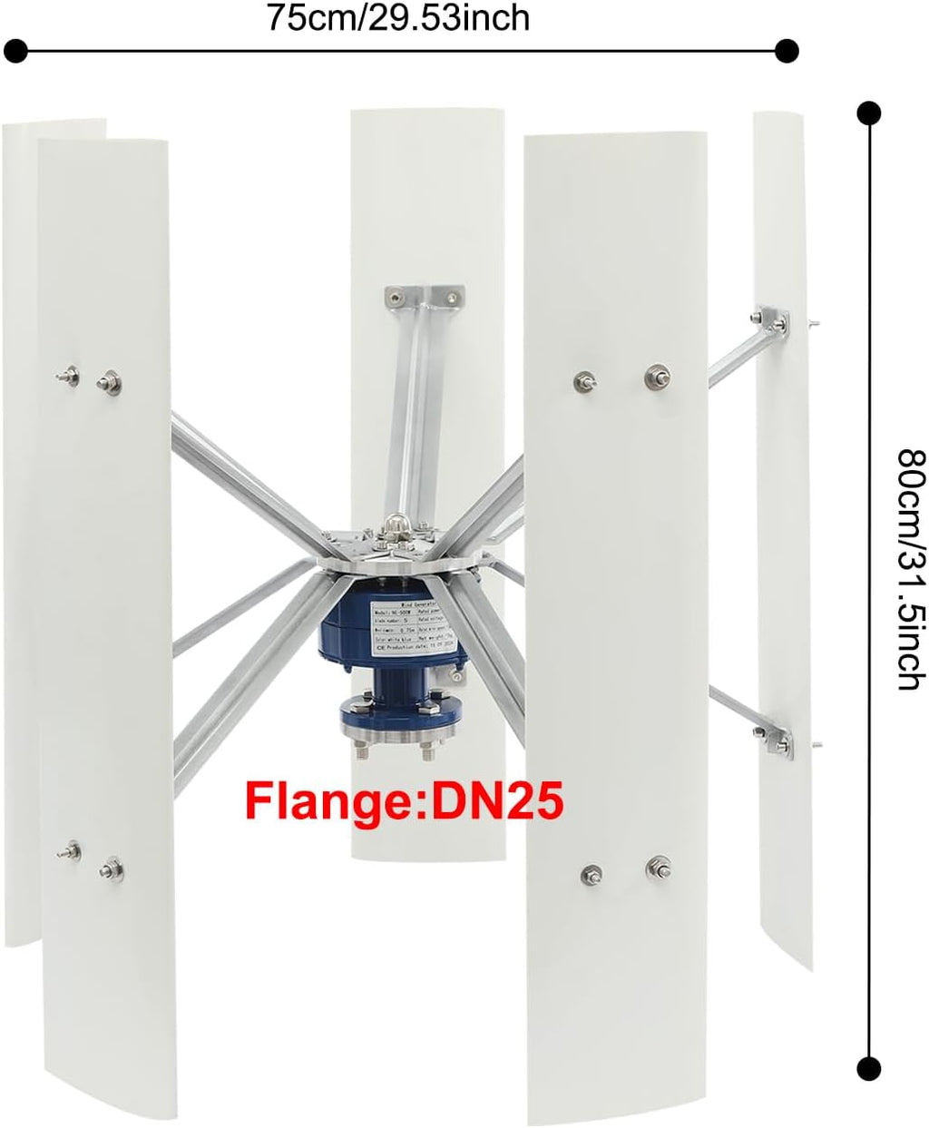 Wind Generator, 100W 12V 5 Blade Vertical Wind Turbine Generator Vertical Axis Wind Turbine Vertical Wind Generators Kit Wind Power Generators w/Controller for Home, Business, Ships