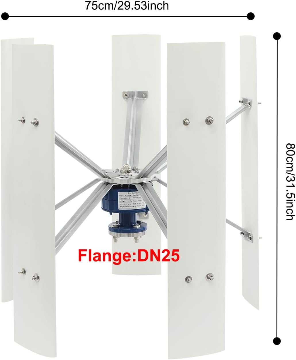 Wind Generator, 100W 12V 5 Blade Vertical Wind Turbine Generator Vertical Axis Wind Turbine Vertical Wind Generators Kit Wind Power Generators w/Controller for Home, Business, Ships