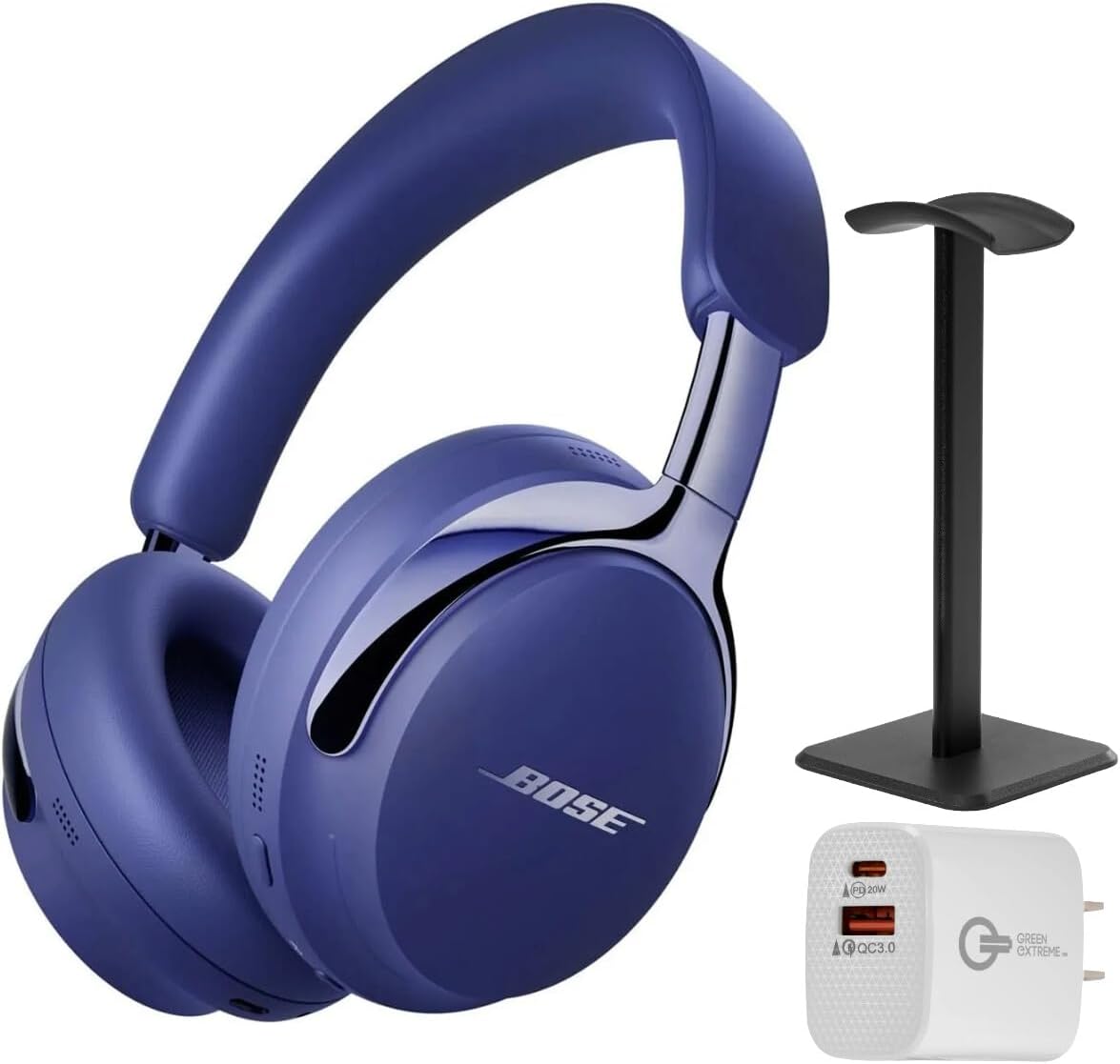 Bose (2nd Gen QuietComfort Ultra Bluetooth Headphones, Wireless Headphones with Spatial Audio, Over Ear Noise Cancelling with Mic, Up to 30 Hours of Play time + 20W Wall Charger (Midnight Violet)