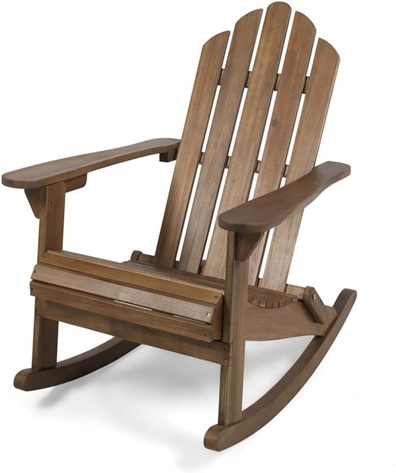Christopher Knight Home Cara Outdoor Adirondack Acacia Wood Rocking Chair, Dark Brown Finish