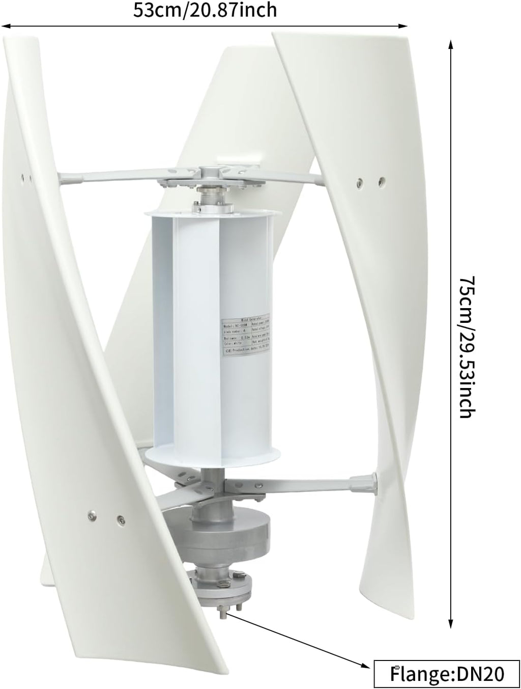 Wind Generator, 500W 24V 3 Blade Vertical Wind Turbine Generator Vertical Axis Wind Turbine Vertical Wind Generators Kit Wind Power Generators w/Auxiliary Wind Wheel for Home, Business, Ships